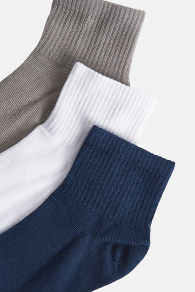 Meerkleurige sokken van ACCESSORIES BY JACK & JONES, in grijs, wit en marineblauw met een geribbelde textuur.