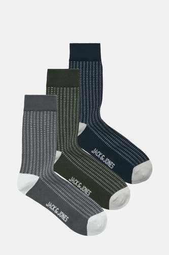 Multikleurige sokken multipack van ACCESSORIES BY JACK & JONES, met gestippeld pijlpatroon en witte teen en hiel.