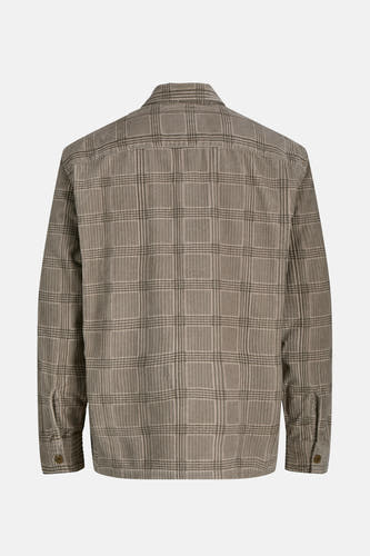 Chemise beige à longues manches de PREMIUM BLUE par JACK & JONES, imprimé et détail de boutons sur les poignets.
