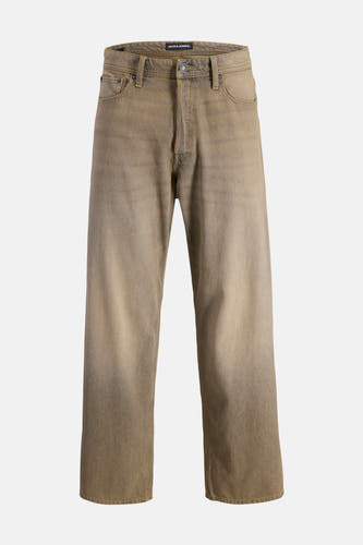 Jean wide bleu JACK & JONES JEANS INTELLIGENCE, avec un lavage délavé et une coupe classique à cinq poches.