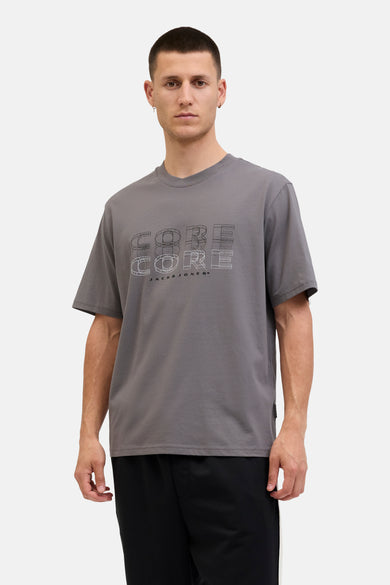 Grijs T-shirt met korte mouwen van CORE BY JACK & JONES, met grafische print op de voorkant.