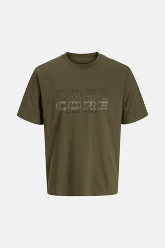 T-shirt vert de mantes courtes CORE par JACK & JONES, avec une impression im sur la devant.