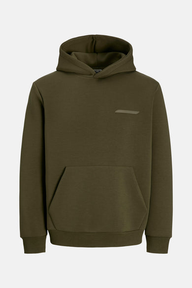 Pull-over vert vert avec capuche de CORE par JACK & JONES, avec un petit poche sur la poitrine et des manches longues.