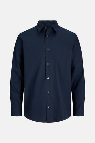 Blauw overhemd met lange mouwen van PREMIUM by JACK & JONES, met knoopsluiting en klassieke kraag.