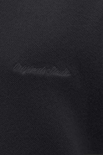 Sweat-shirt noir d'ORIGINALS BY JACK & JONES, avec un logo subtil en tons sur tons et une texture fine tricotée.
