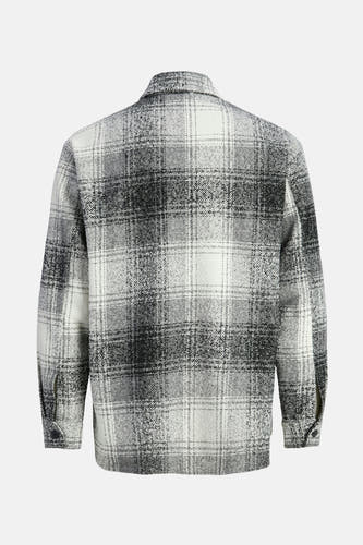 Grijs gilet van CORE BY JACK & JONES, met een ruitpatroon en lange mouwen, gezien van achteren.