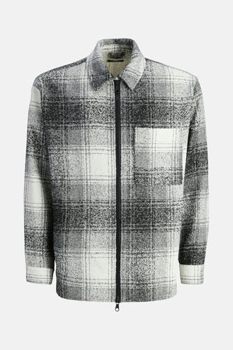 Grijze gilet van CORE BY JACK & JONES met ruitpatroon, lange mouwen en ritssluiting.