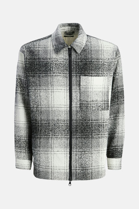Grijze gilet van CORE BY JACK & JONES met ruitpatroon, lange mouwen en ritssluiting.
