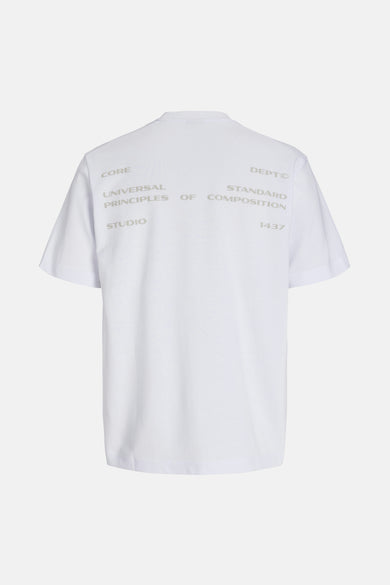 T-shirt blanc à manches courtes de CORE BY JACK & JONES, avec impression texte sur le dos.