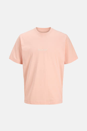 T-shirt rose à manches courtes de Originals by Jack & Jones, avec un petit logo texte sur la poitrine.