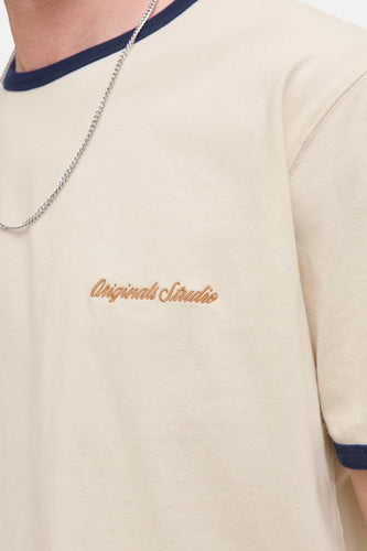 T-shirt met korte mouwen - beige - ORIGINALS BY JACK & JONES