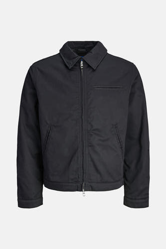 Zwarte korte jas van ORIGINALS BY JACK & JONES, met ritssluiting en borstzak.