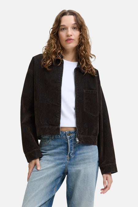 JXMIA FLOCK LS DENIM JACKET DNM