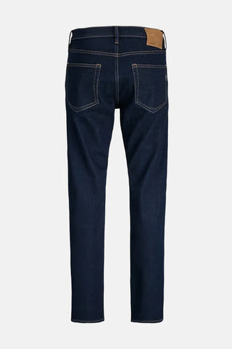 Jean tapered bleu marine de PREMIUM par JACK & JONES, avec des surpiqûres contrastantes.