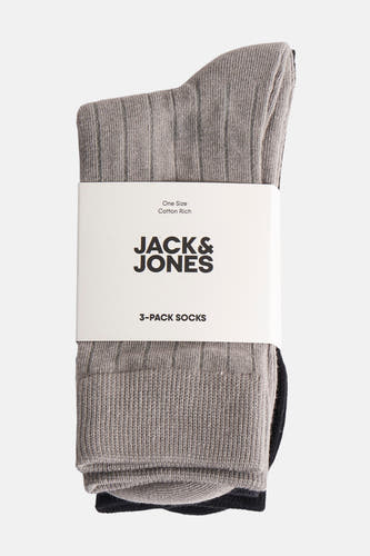 Meerkleurige sokken multipack van ACCESSORIES BY JACK & JONES, met ribstructuur en een papieren band eromheen.
