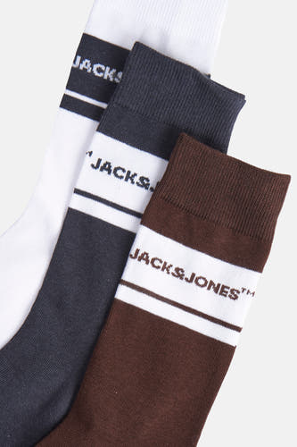 Meerkleurige sokken multipack van ACCESSORIES BY JACK & JONES, met gestreepte details en het logo.
