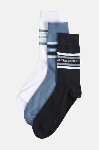 Meerkleurige sokken van ACCESSORIES BY JACK & JONES, met gestreepte details in wit, blauw en zwart.
