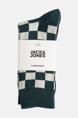 Multipack sokken van ACCESSORIES BY JACK & JONES met een schaakbordpatroon in groen en wit.