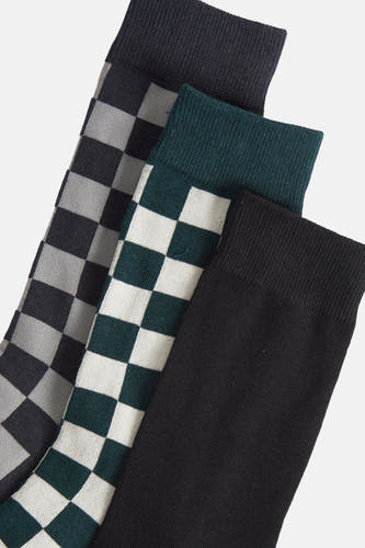 Multikleurige sokken van ACCESSORIES BY JACK & JONES met een schaakbordpatroon en effen kleuren.