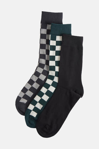 Meerkleurige sokken van ACCESSORIES BY JACK & JONES, met een schaakbordpatroon en effen zwart.