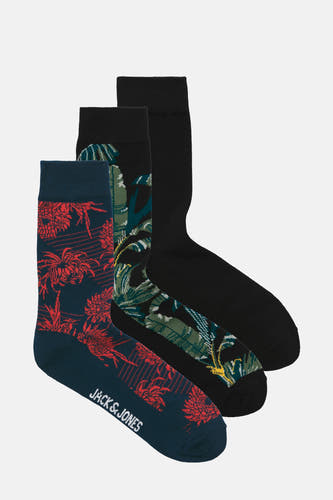 Meerkleurige sokken van ACCESSORIES BY JACK & JONES, met botanische en tropische patronen.
