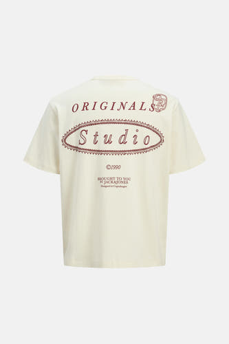 Beige T-shirt met korte mouwen van ORIGINALS BY JACK & JONES, met Studio-print op de rug.