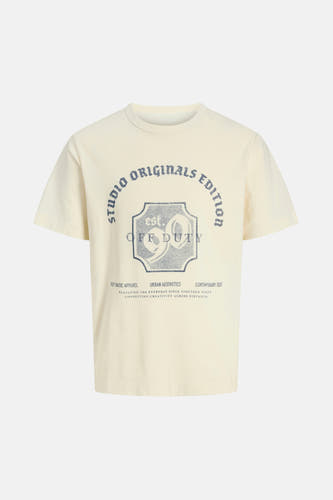 T-shirt écru à manches courtes d'ORIGINALS BY JACK & JONES, avec une impression inspirée par le vintage sur l'avant.