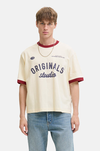 T-shirt met korte mouwen - Ecru - ORIGINALS BY JACK & JONES