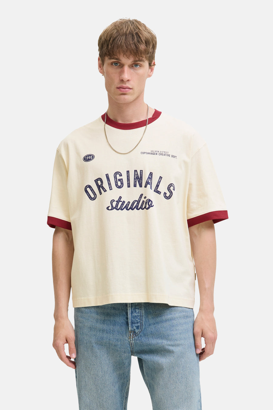 T-shirt met korte mouwen - Ecru - ORIGINALS BY JACK & JONES