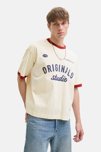 T-shirt met korte mouwen - Ecru - ORIGINALS BY JACK & JONES