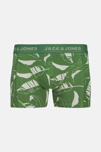 Groene boxershort van ACCESSORIES BY JACK & JONES, met een bladerenprint en een elastische tailleband.