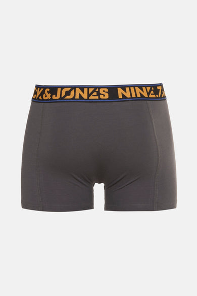 Grijze boxershort van ACCESSORIES BY JACK & JONES, met een elastische tailleband met tekst.