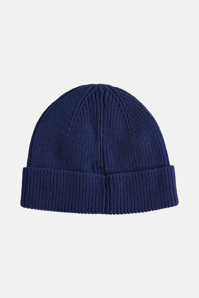 Blauwe muts van ACCESSORIES BY JACK & JONES, met een ribgebreide textuur.