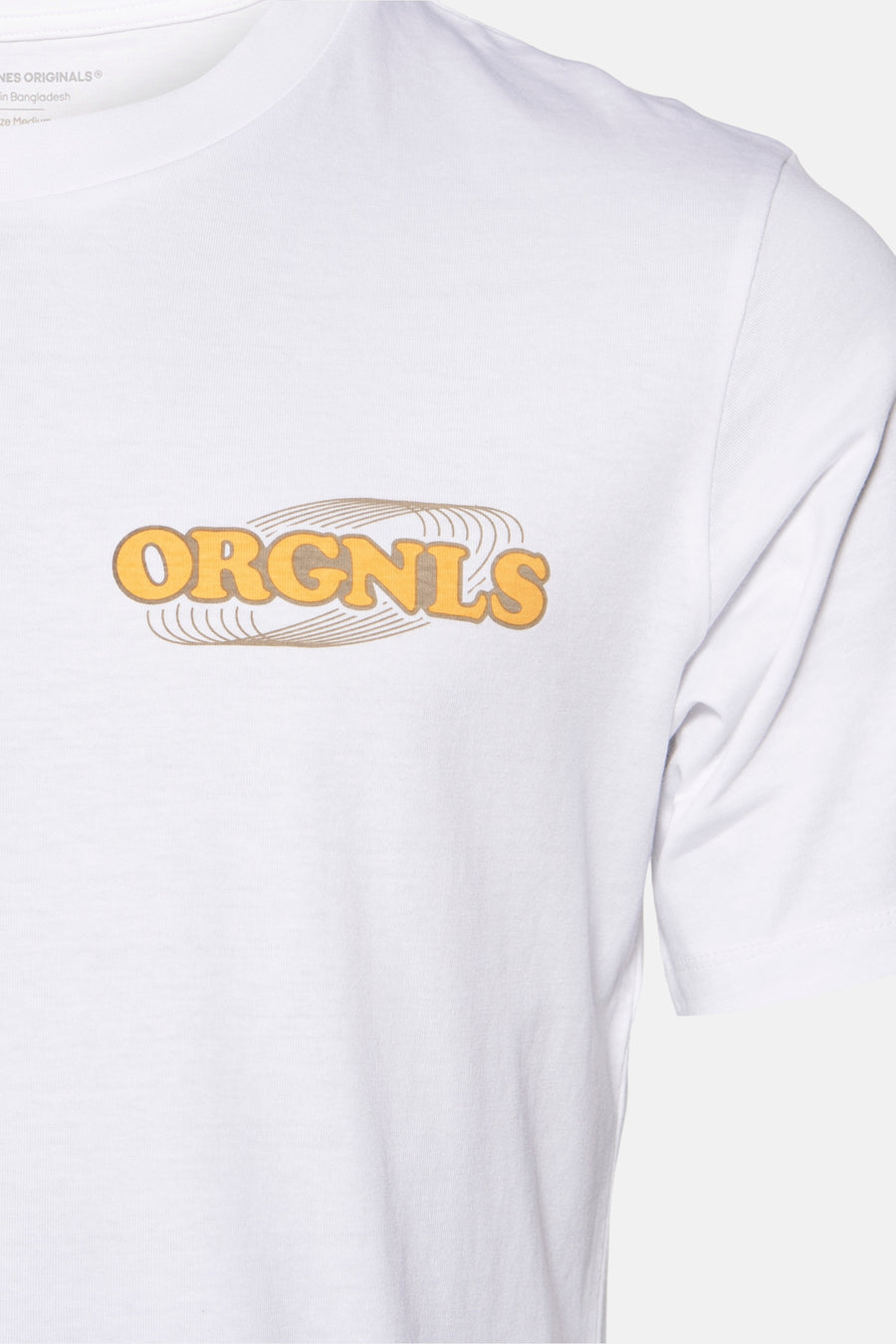 Wit T-shirt met korte mouwen van ORIGINALS by JACK & JONES, met een retro grafische print op de borst.