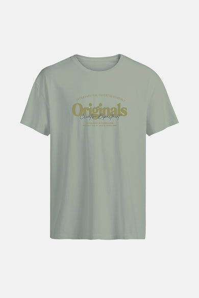 T-shirt vert de mantes courtes man ORIGINALSSSS & J J J avec un impression impression sur l'avant.