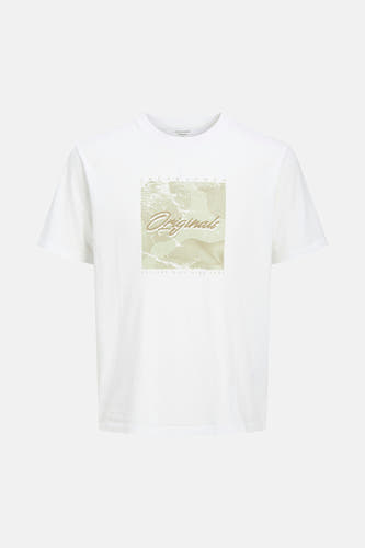 Wit T-shirt met korte mouwen van ORIGINALS by JACK & JONES, met grafische print op de voorkant.