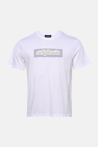 Wit T-shirt met korte mouwen van ORIGINALS BY JACK & JONES, met een tekstprint op de borst.