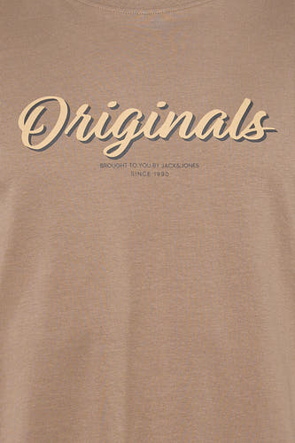T-shirt marron à manches courtes de Originals by Jack & Jones, avec imprimé texte "Originals".