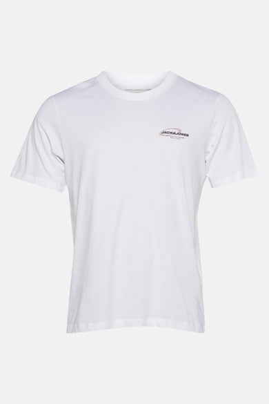 T-shirt blanc à manches courtes de CORE par JACK & JONES, avec un logo sur la poitrine.