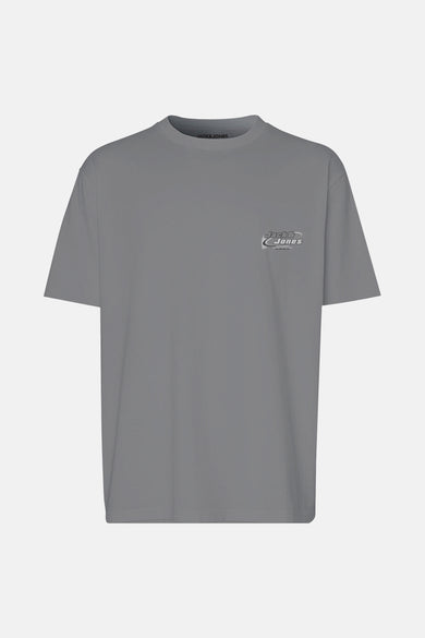 T-shirt gris à manches courtes de CORE par JACK & JONES, avec petit logo sur la poitrine.