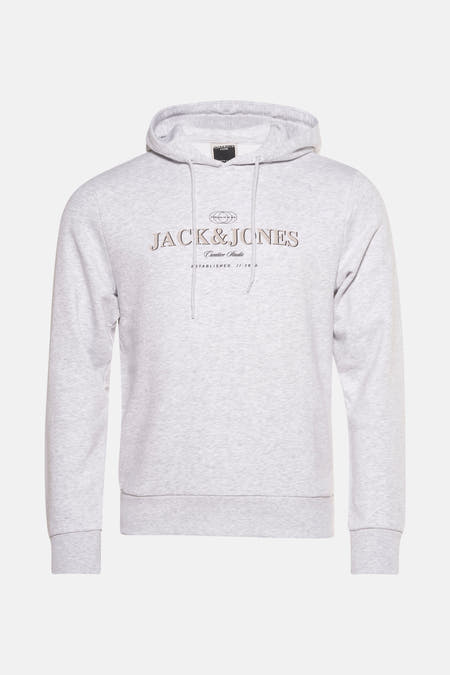Gilet gris avec capuche de CORE par JACK & JONES, à longues manches et logo imprimé.