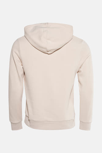 Beige sweater met kap van CORE BY JACK & JONES, achteraanzicht met lange mouwen en effen design.