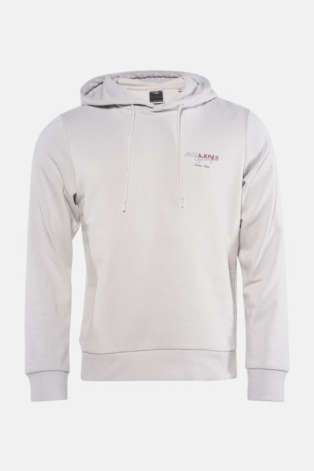 Grijze sweater met capuchon van CORE BY JACK & JONES, met logo op de borst.