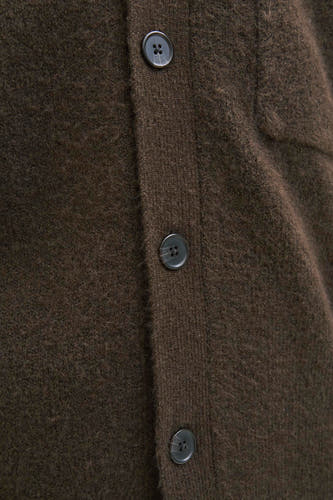 Bruin gilet van PREMIUM BLUE by JACK & JONES, met knoopsluiting en zachte textuur.
