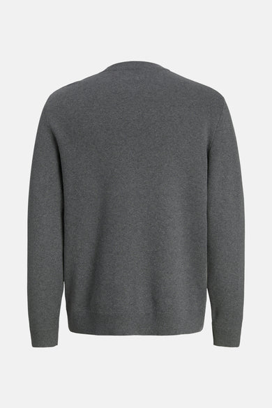 Grijze trui met ronde hals van ORIGINALS BY JACK & JONES, effen textuur, achterkant.