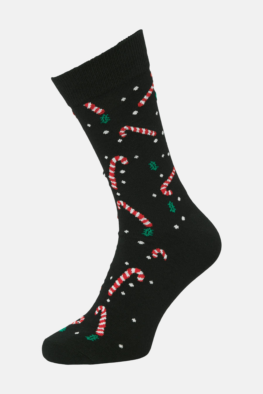 Chaussettes noires d'ACCESSORIES BY JACK & JONES avec imprimé de Noël de bonbons et de flocons de neige.
