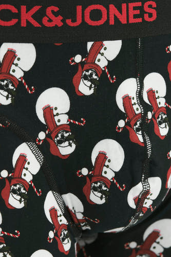 Zwart ondergoed van ACCESSORIES BY JACK & JONES, met kerstthema sneeuwpoppen patroon.