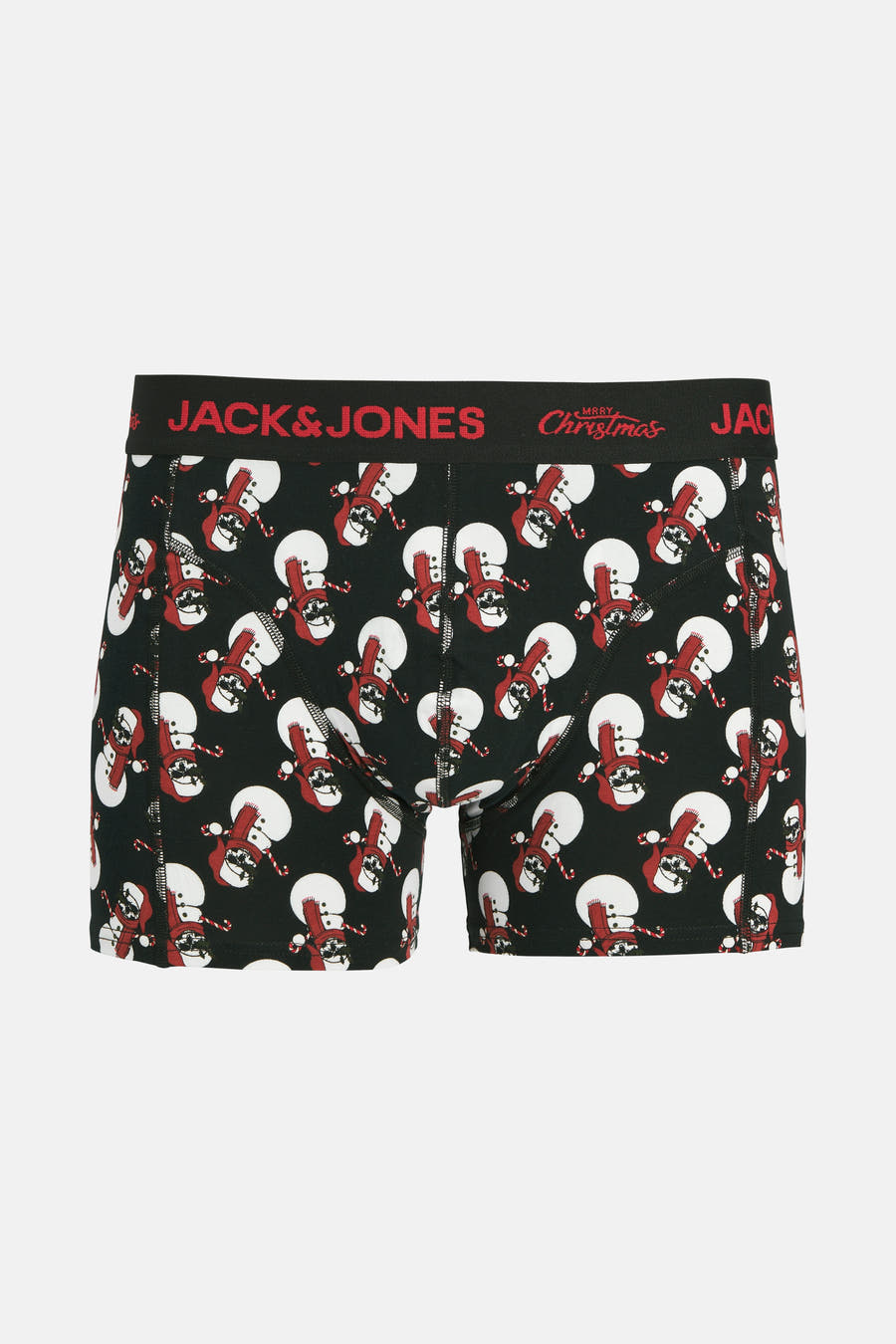 Shorts de boxe noirs d'ACCESSORIES BY JACK & JONES avec un motif festif de bonhommes de neige et de bâtons.