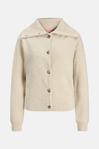 Gilet beige de JJXX avec des manches longues, une fermeture à boutons et un col large.