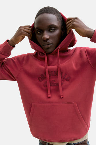 Rode sweater met capuchon van ORIGINALS by JACK & JONES, met trekkoorden en buidelzak.